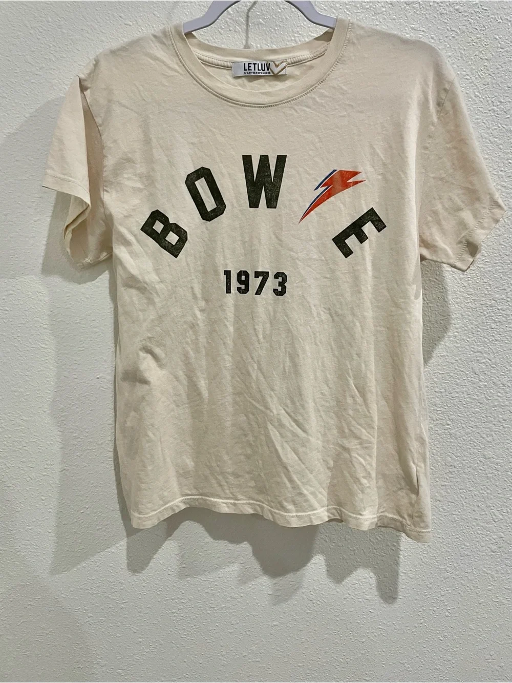 Anthropologie Bowie Cream Graphic Tee Band Lightweight Boho - Picture 2 of 6